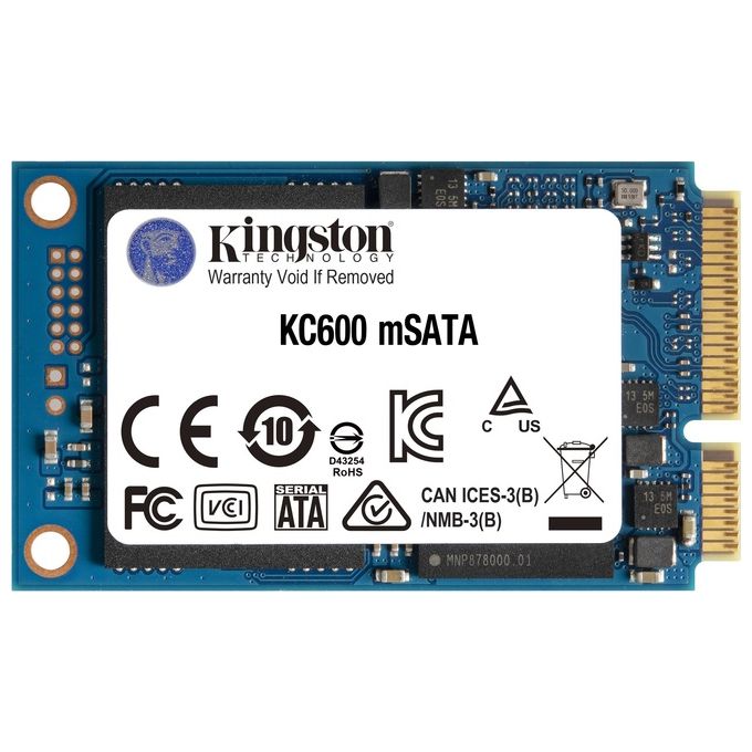 Kingston SKC600MS-512G KC600 SSD mSATA 512 GB SATA III 3D TLC 550 MB-s Crittografia AES 256 bit