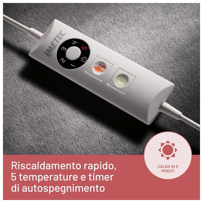 Imetec 16788 Scaldapiedi Tecnologia Intellisense 5 temperature regolabili rapido riscaldamento in 5 minuti auto spegnimento dopo 3 ore rivestimento lavabile a 30°C colore Grigio