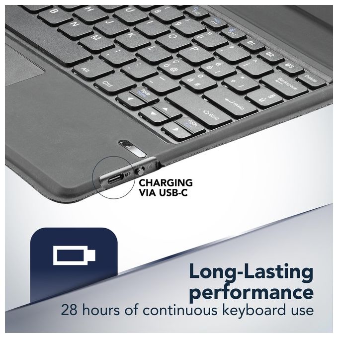 Cellularline KEYBOARDCASETABK Keyboard Case Custodia con Tastiera Wireless Integrata per Tablet fino a 11'' con Touchpad e Supporto Pennino colore Nero