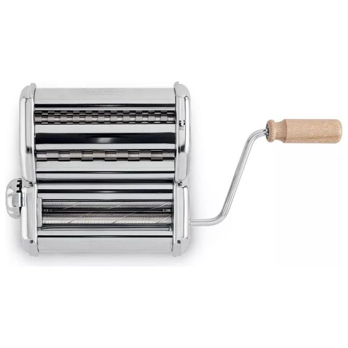 Imperia 4140 iPasta Classica Macchina per Pasta Manuale Rulli Zigrinati 6 Spessori Taglierina Duplex colore Silver