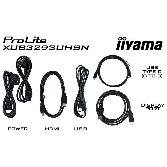 Iiyama XUB3293UHSN-B5 ProLite Monitor PC 31.5'' 4K Ultra HD IPS USB-C Dock KVM Switch LAN Hub USB 3.2 colore Nero