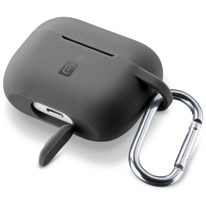 Cellular Line Bounce per AirPods 3 Custodia per AirPods in silicone soft-touch con gancio Nero