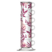 Bialetti SS2024001 Primavera Set 6 Tazzine Espresso in Porcellana 90 ml con Alzata colore Rosa