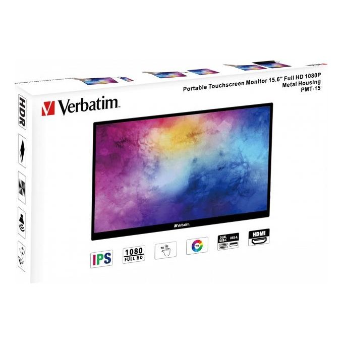 Verbatim PMT-15 Monitor Portatile Touch 15,6'' Full HD 1080p IPS Touchscreen 10 punti USB-C HDMI colore Nero