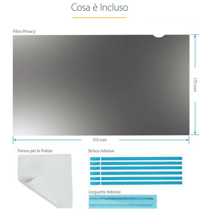 StarTech 14L-PRIVACY-SCREEN Filtro Privacy per Notebook 14'' 16:9 Riduzione Luce Blu 51% Reversibile Opaco-Lucido colore Nero