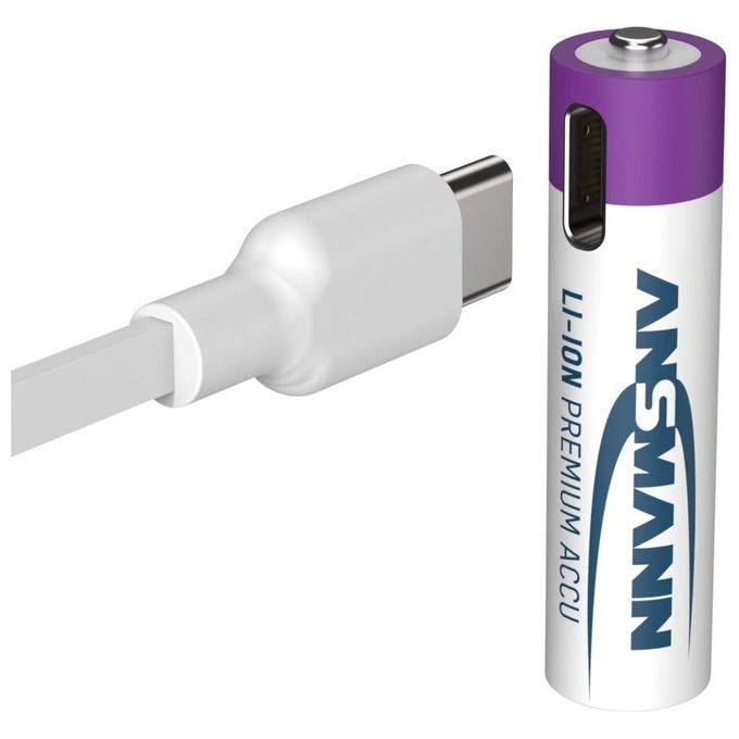 Ansmann Lithium Akku Micro AAA 400mAh  Cable 4 Pezzi