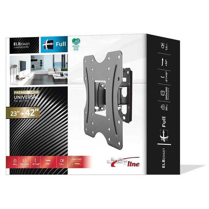 G.b.s. Elettronica Supporto Elb-2342-1 per Tv 23-42'' Max 30Kg Vesa 100-200 1 Snodo Orientabile
