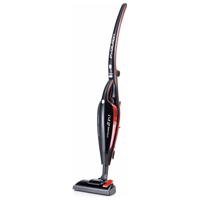 Ariete Evo 2 in 1 Scopa Elettrica senza Sacco Aspirabriciole Integrato Filtro Hepa 600W 0,8Lt Nero-Rosso
