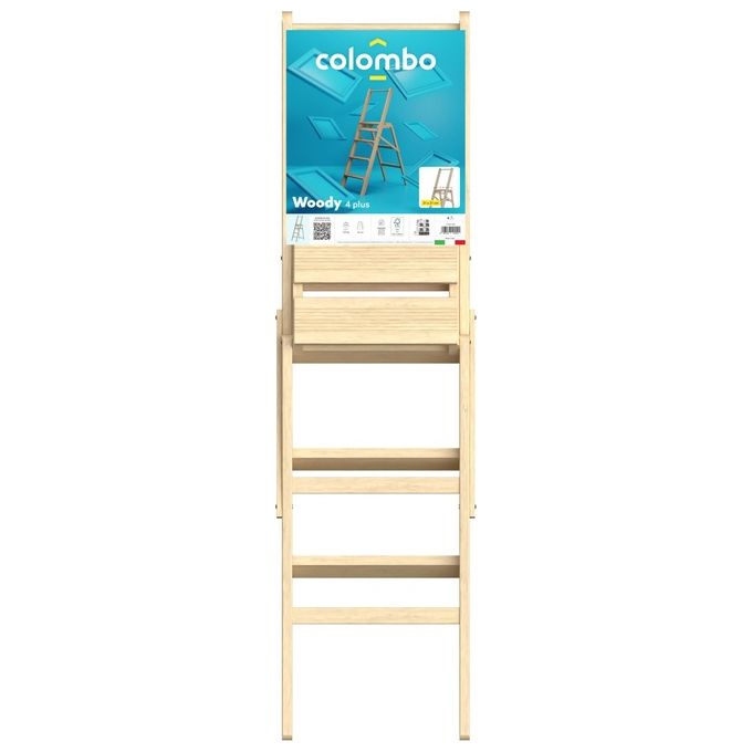 Scala WOODY PLUS 4 Gradini In Legno Di Faggio Con Spessori Maggiorati Portata 120 Kg
