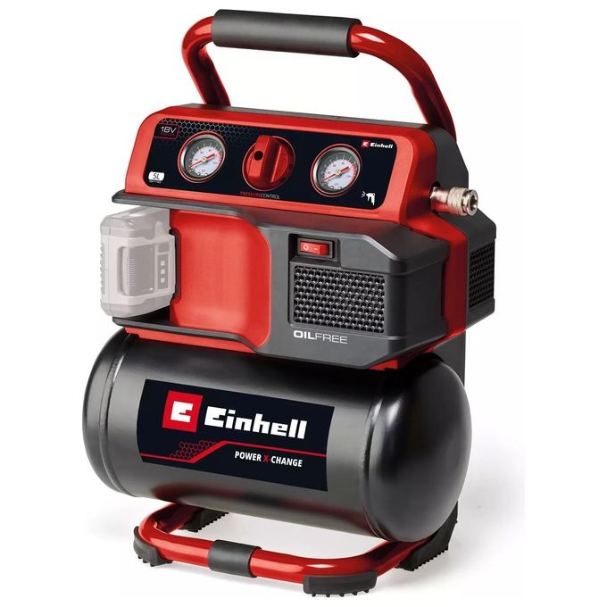 Einhell 4020410 TE-AC 18-75 Li OF-Solo Compressore ad Aria 5 L 8 bar 75 l-min Alimentazione a Batteria 18 V Power X-Change colore Nero Rosso