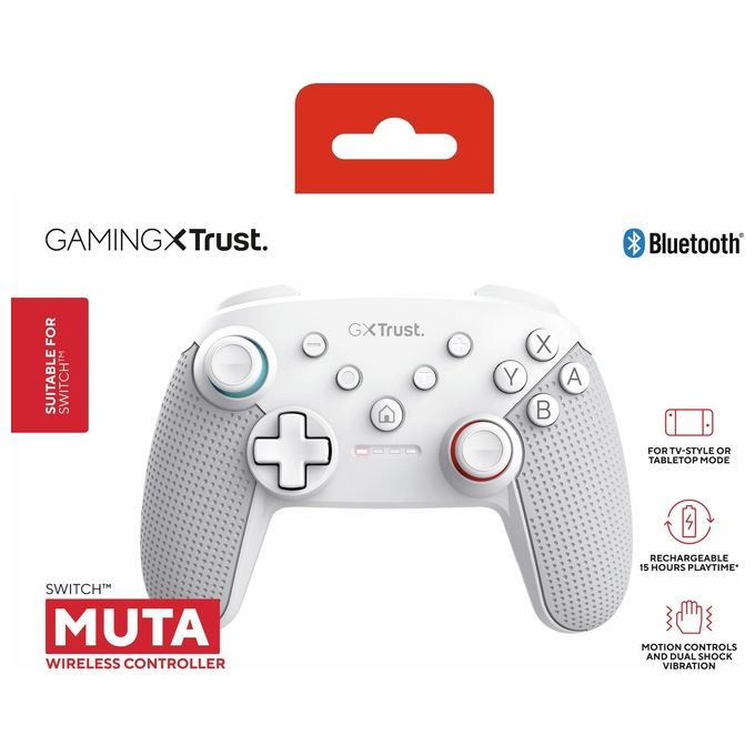 Trust GXT 1246W MUTA Gamepad Nintendo Switch Wireless Bluetooth Vibrazione Dual Shock Turbo 15h colore Bianco
