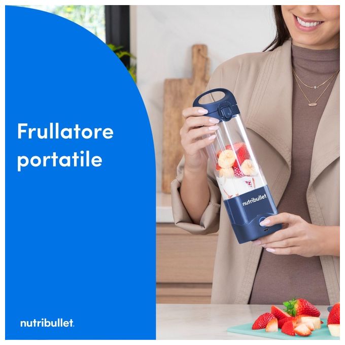NutriBullet NBP003NBL Frullatore per Sportivi Portatile Cordless USB-C 0.475 L Tritaghiaccio colore Blu Navy