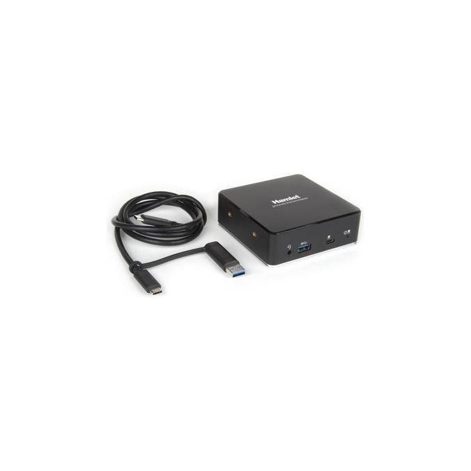 Hamlet HDKC-PD8000 Docking Station Universale USB 3.1 Gen 1 Doppia HDMI Power Delivery 85W Gigabit Ethernet 3 Porte USB 3.1 Gen 1 Uscita Audio Jack 3.5 mm Slot Sicurezza colore Nero