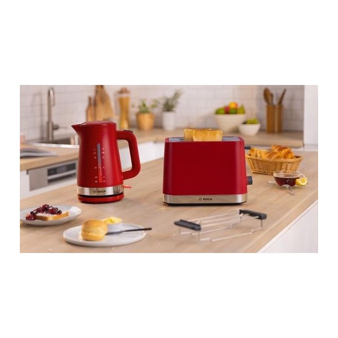 Bosch TAT4M224 Tostapane 2 Fette 950 W Funzioni Scongelamento Riscaldamento High Lift colore Rosso