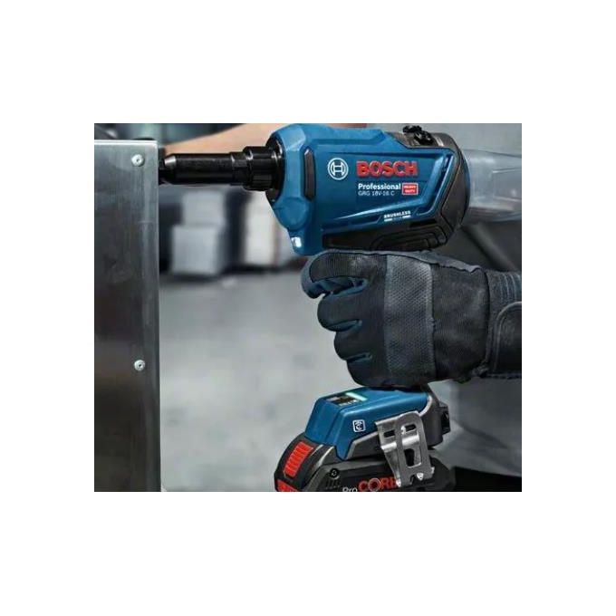 Bosch 0 601 9K5 001 GRG 18V-16 C Rivettatrice Elettrica a Batteria 18 V 4 Ah 16000 N Motore Brushless Bluetooth Integrato colore Nero Verde