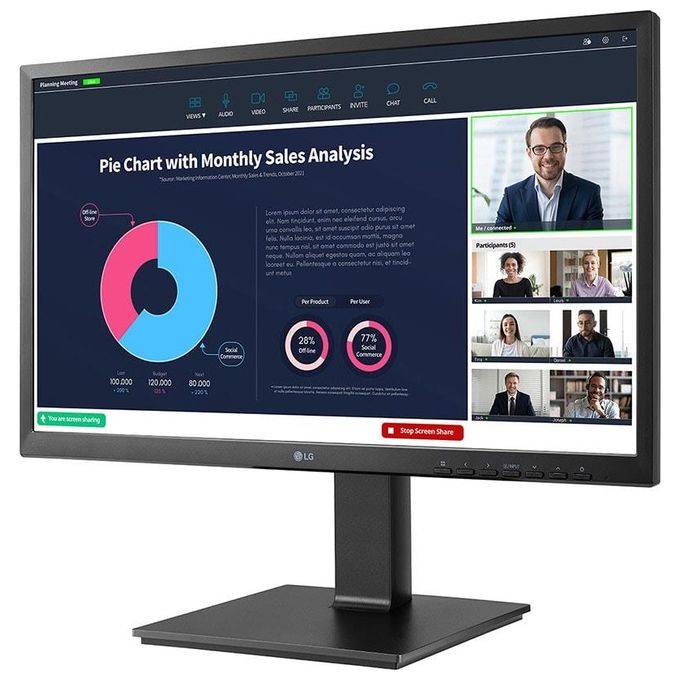 LG 24BP750C-B.AEU Monitor PC 23.8'' Full HD IPS con USB-C Alimentazione 65W Webcam Integrata colore Nero