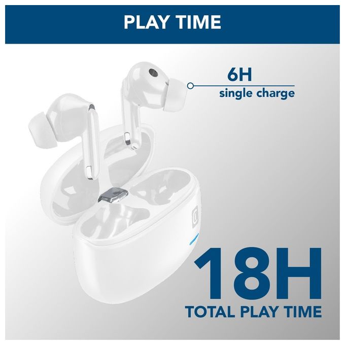 Cellularline BTECLIPSETWSW ECLIPSE Auricolari True Wireless Stereo con Cancellazione Attiva del Rumore e Noise-Free Calls colore Bianco