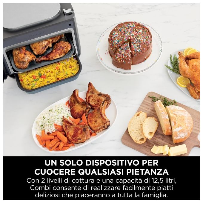Ninja SFP700EU Combi Multicooker 12 in 1 Forno e Friggitrice ad Aria 12 Funzioni di Cottura colore Grigio