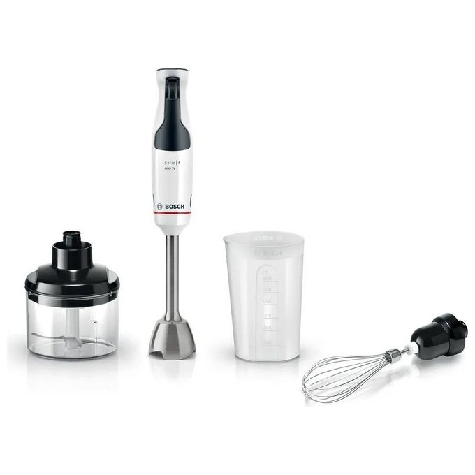 Bosch MSM4W221 Serie 4 Frullatore ad immersione 600 W 12 velocita' con tritatutto e bicchiere graduato 0.6 L colore Bianco