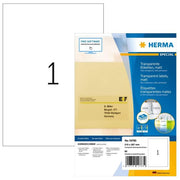 HERMA 10783 Etichette in Film Trasparente Opaco A4 210 x 297 mm Stampabili per Stampanti Laser 80 Fogli colore Trasparente