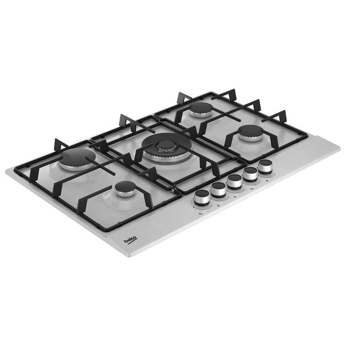 Beko HIAW75223SXE PractiClean Piano cottura Gas 75 cm 5 fuochi 4 Bruciatori 1 Wok 12400 W colore Inox