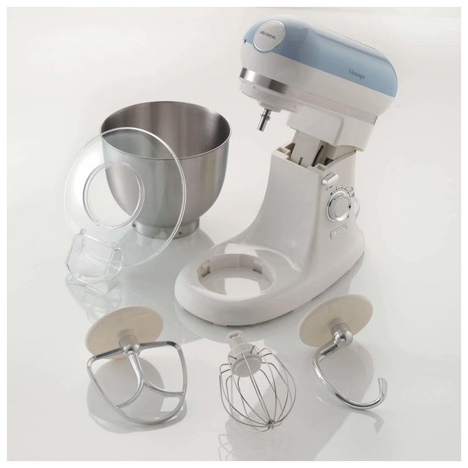 Ariete 1588 Vintage Impastatrice Planetaria Capacita' 5,5 Litri Potenza 2400W 7 velocita' Azzurro Pastello-Bianco