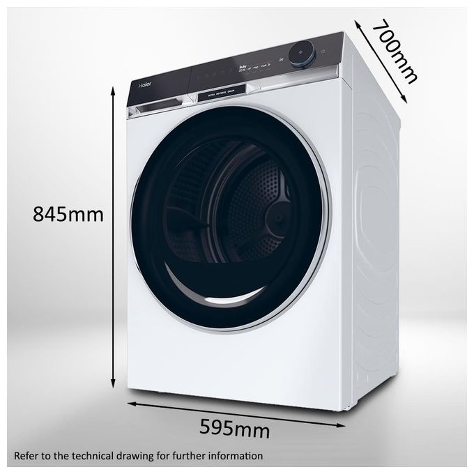 Haier HD90-A3Q397U1 X Serie 11 Asciugatrice Pompa di Calore 9 Kg Classe C Wi-Fi Inverter I-Refresh Pro (84x59x70 cm) colore Bianco