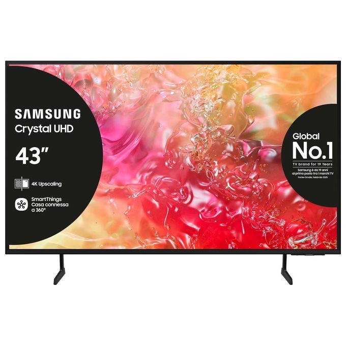 Samsung UE43DU7170UXZT Crystal Smart TV LED 43'' 4K UHD Processore Crystal 4K HDR10+ OTS Lite Q-Symphony Gaming Hub colore Nero