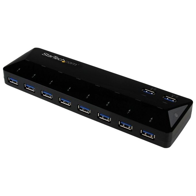 StarTech.com ST103008U2C Hub USB 3.0 a 10 Porte con 2 Porte di Ricarica da 1,5 A Velocita' fino a 5 Gbps colore Nero