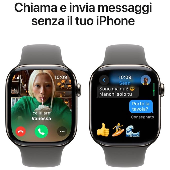 Apple MWYA3QL-A Apple Watch Series 10 Smartwatch GPS + Cellular Cassa 46 mm Titanio Naturale con Cinturino Sport Loop Grigio Pietra M-L colore Grigio pietra