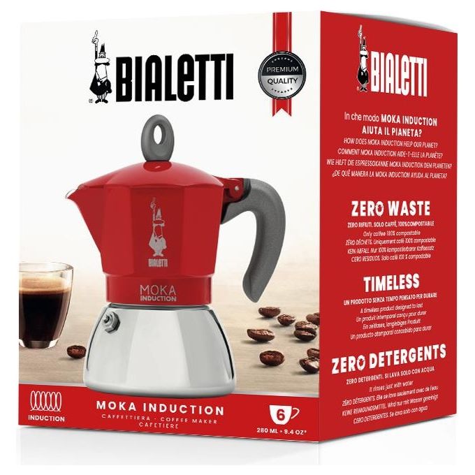 Bialetti Moka Induction 6 Tazze Rosso