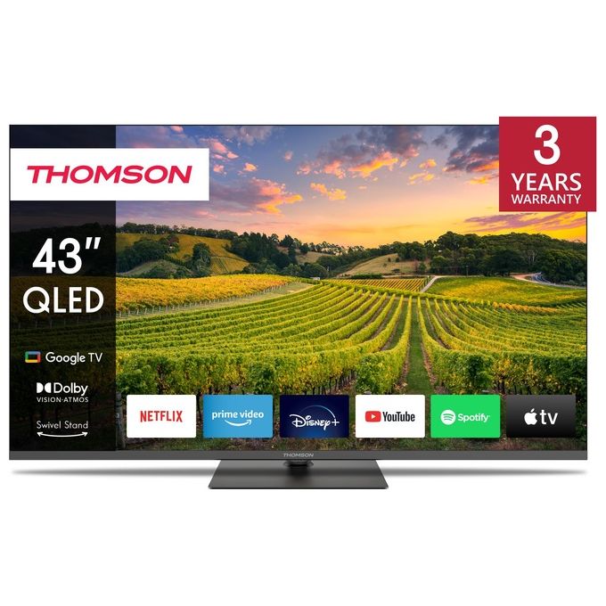 Thomson 43QG5C14 Smart TV QLED 43'' 4K UHD Google TV Dolby Vision Atmos Wi-Fi Bluetooth 5.1 Triplo Tuner colore Nero