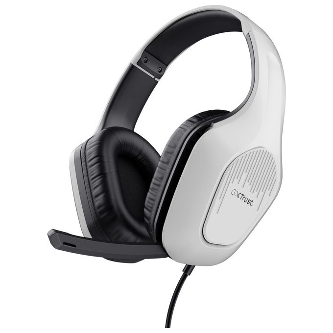 Trust Gaming GXT 415W Zirox Cuffie Gaming Leggere con Driver da 50 mm per PC, Xbox, PS4, PS5, Switch, Mobile, Jack Audio 3.5 mm, Cavo 2m, Cuffie con Microfono Over-Ear - Bianco