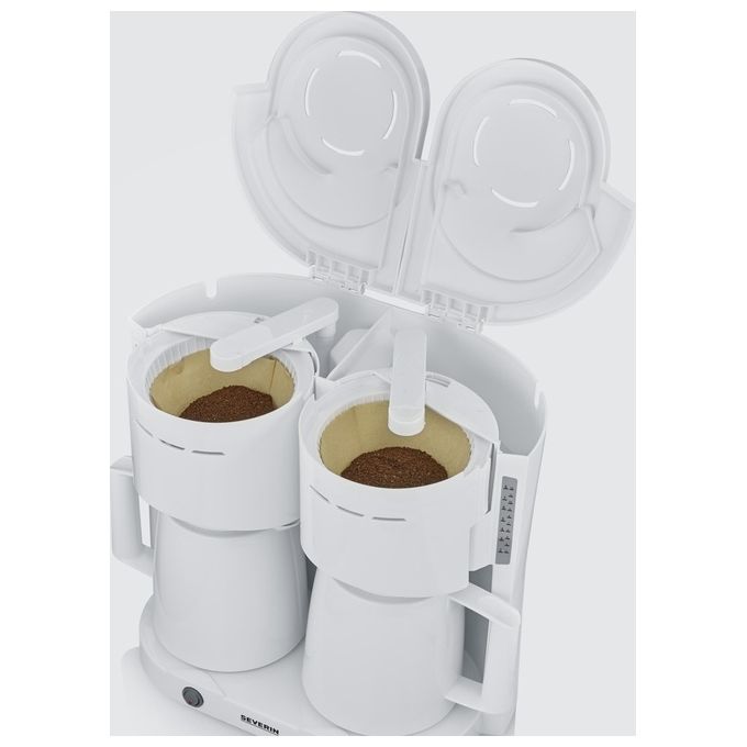 Severin KA 9314 Macchina da caffe' americana con doppia caraffa termica 1 L 2000 W filtro girevole indicatore livello acqua colore Bianco