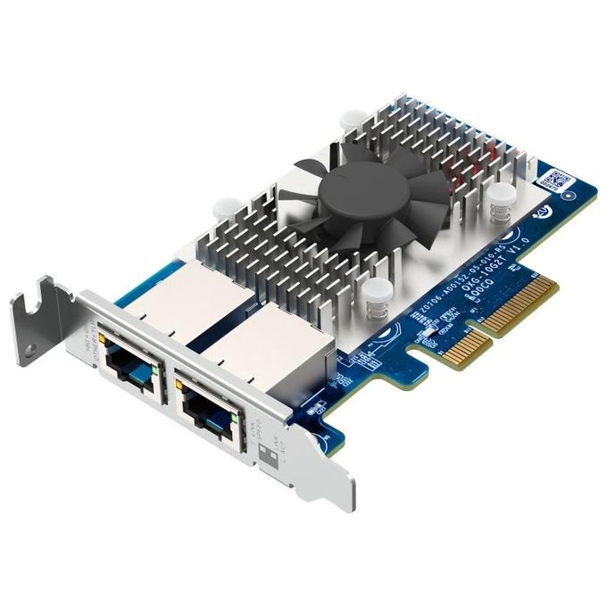 QNAP QXG-10G2T Scheda di Rete Dual-Port 10GbE PCI Express Gen3 x4 2 Porte RJ-45 Intel X710 Marvell AQtion AQC107 colore Verde