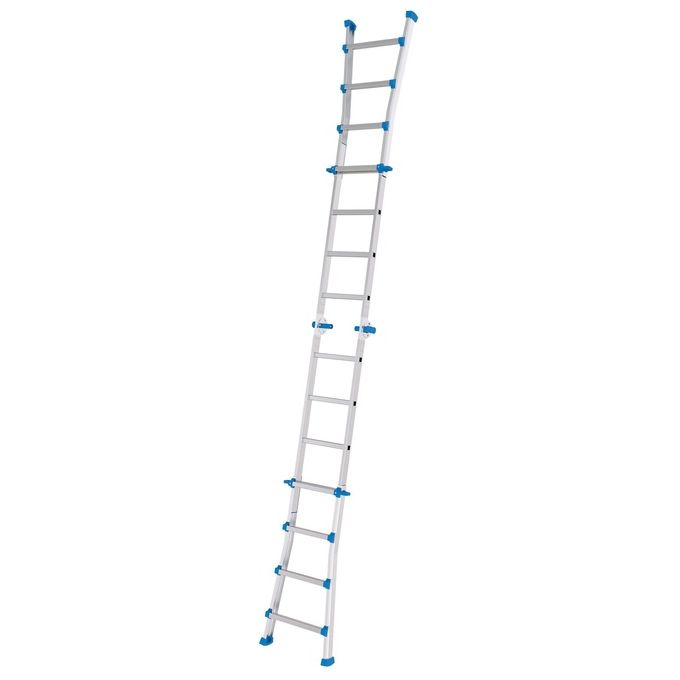 Colombo New Scal Eiffel – Scala Pieghevole a Sfilo 10 Gradini in Alluminio, Altezza Max 460 cm, Portata 100 Kg, Piedini Antiscivolo, Garanzia 5 Anni, colore Acciaio inox