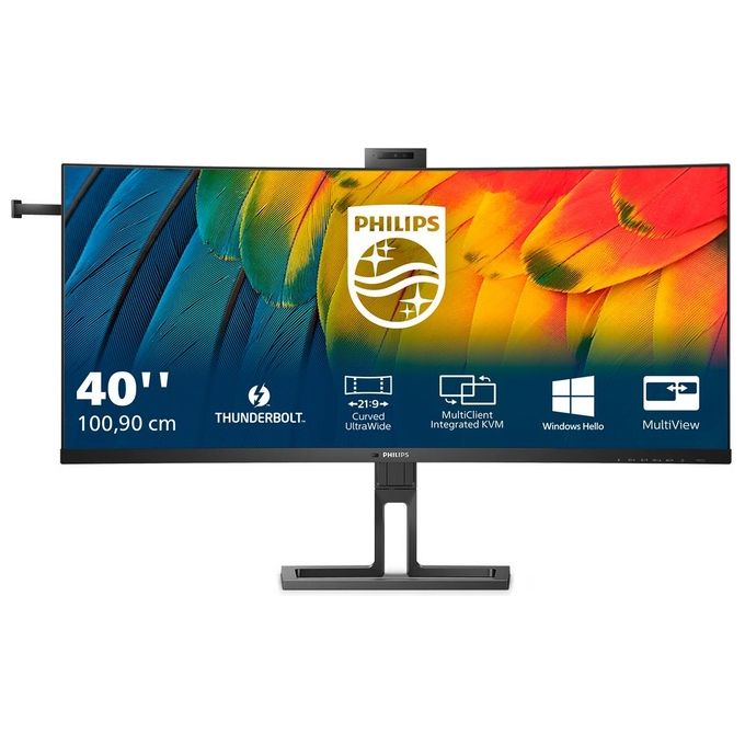 Philips 40B1U6903CH Monitor 40'' IPS Curvo 5K UHD 5120x2160 21:9 75Hz HDR10 Thunderbolt 4 Webcam 5MP Hub USB Docking colore Nero