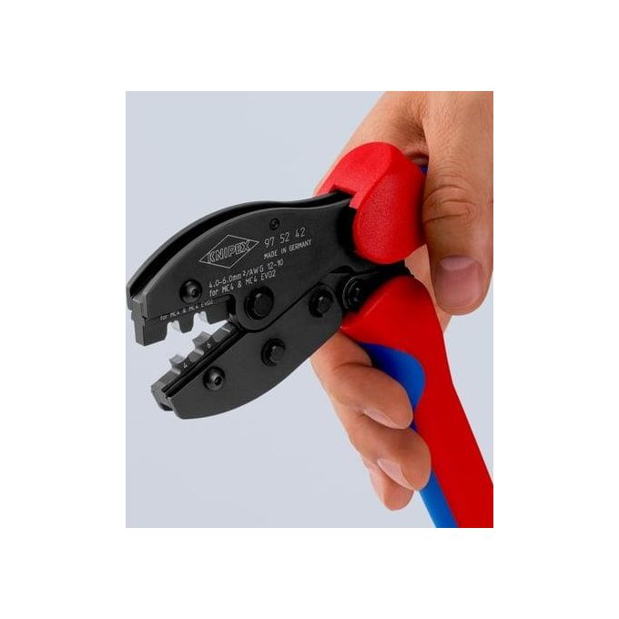 KNIPEX 97 52 42 PreciForce Pinza per capicorda per terminali MC4-MC4 EVO 2 4 6 mm² 12 10 AWG colore Brunita