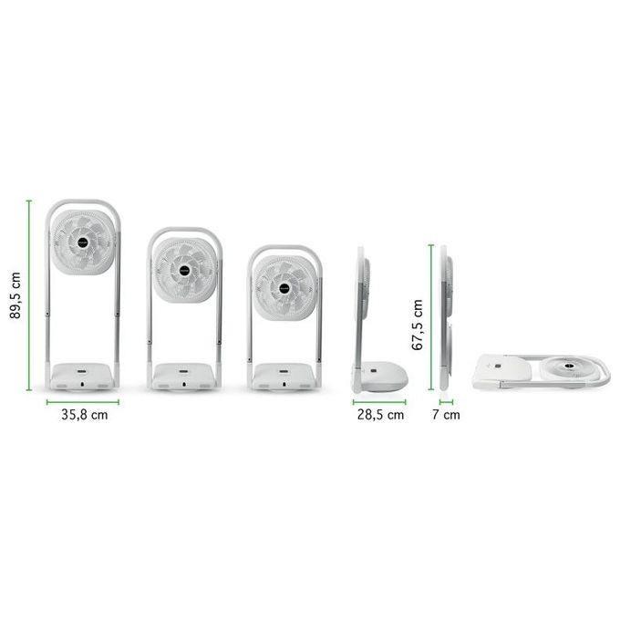 Macom 986 Slimmy Ventilatore a Piantana Pieghevole 9 Velocita' 13W Timer 8h Telecomando colore Bianco