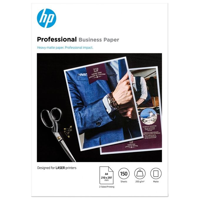 HP 7MV80A Professional Business Paper Carta Opaca per Stampanti Laser A4 200 g-m² 150 Fogli Certificata FSC colore Bianco