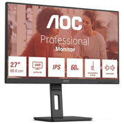 AOC U27E3UF Monitor PC 27'' IPS 4K UHD 3840x2160 60 Hz Adaptive Sync Altoparlanti Hub USB 3.2 Regolazione Altezza colore Nero
