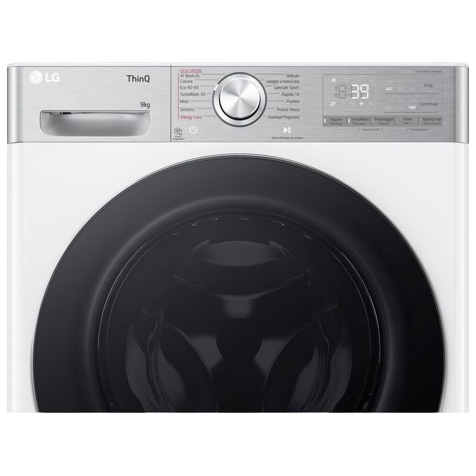 LG F4R9009TPWC Serie R9 Lavatrice Frontale 9 Kg 1400 rpm Classe A AI DD TurboWash 360 Vapore Wi-Fi (85x60x56.5 cm) colore Bianco