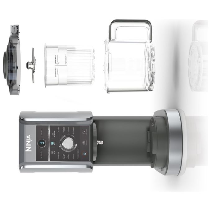 Ninja NC501EU CREAMi Deluxe Gelatiera 2,1 L 800 W 10 programmi 3 vaschette 709 ml timer digitale colore Nero Grigio