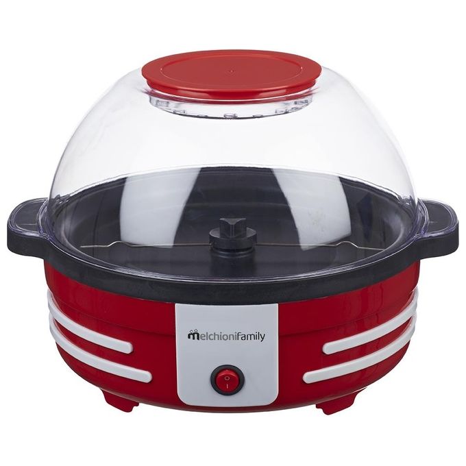 Melchioni 118370002 Mr Poppy Macchina per Popcorn con Coperchio 850W 2 L piastra antiaderente colore Rosso