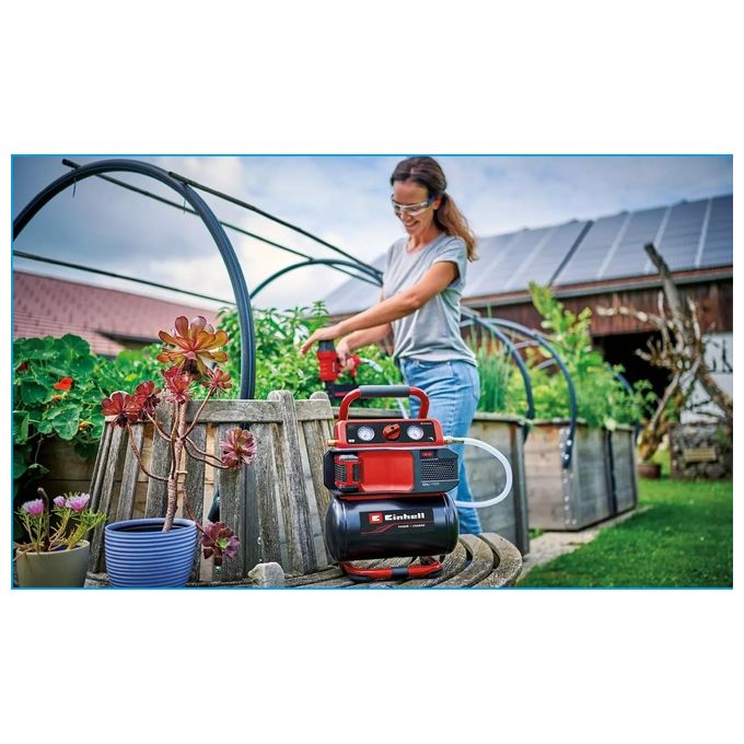 Einhell 4020410 TE-AC 18-75 Li OF-Solo Compressore ad Aria 5 L 8 bar 75 l-min Alimentazione a Batteria 18 V Power X-Change colore Nero Rosso