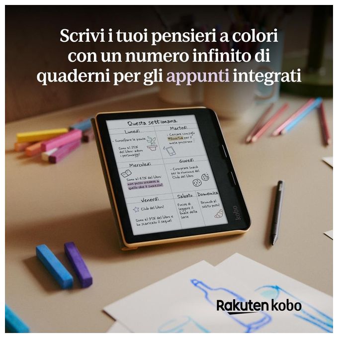 Kobo N428-KU-BK-K-BU Libra Colour eBook Reader Display 7'' E Ink Kaleido 32 GB RAM 1000 MB Wi-Fi Bluetooth USB tipo-C colore Nero
