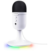 Trust S9913958 GXT 234W Yunix Microfono USB da Tavolo con Pattern Cardioide Filtro Pop Integrato e Illuminazione RGB Uscita Cuffie Pulsante Mute colore Bianco