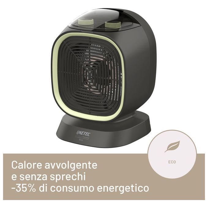 Imetec 4030 Silent Power Eco Termoventilatore 2100 W Silenzioso Timer Termostato Antigelo IP21 colore Verde Grigio