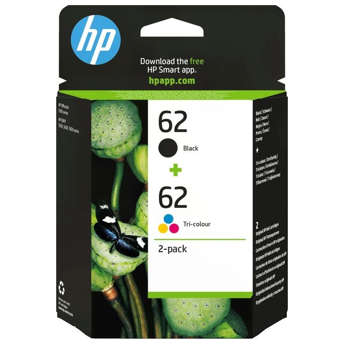 HP N9J71AE 62 Combopack 2 Cartucce Originali Inkjet Nero Tricromia 200 165 pagine per HP ENVY OfficeJet colore Nero