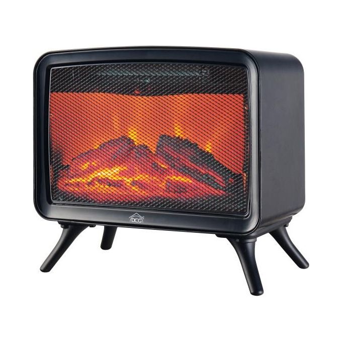 DCG FP5400 Caminetto Elettrico Freestanding 2 Livelli di Potenza 800W 1600W Termostato Regolabile colore Nero